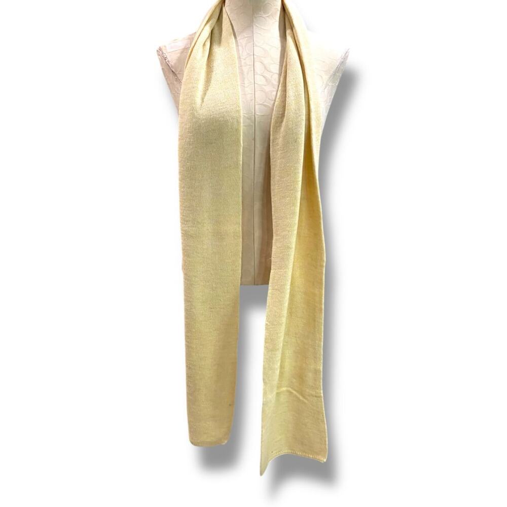 Vintage Sweater Knit Scarf Yellow Ivory Marled Knit 88"l x 8"w